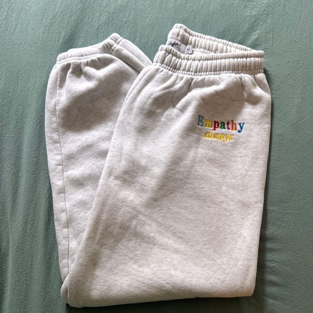 Empathy Always Gray Cotton-Blend Sweatpants with Elastic Waistband